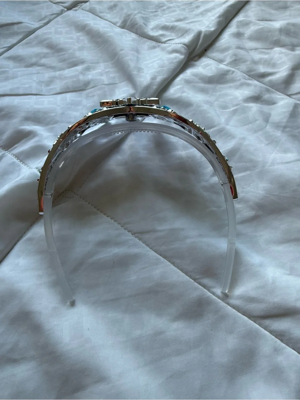 Girls Silver Tiara with Blue Accents